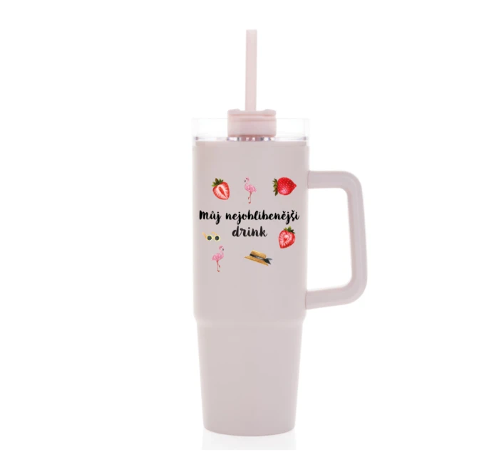 Personalizovaná termoska s průhledným víčkem s letním mixem 