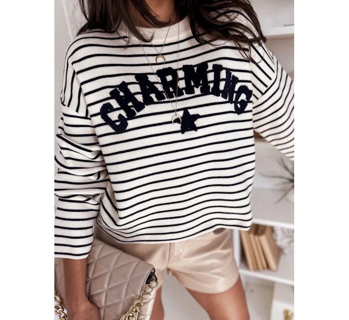 Dámský pruhovaný svetr AURORA navy blue Dstreet model 21970879 - FashionStreet Dámský pruhovaný svetr AURORA navy blue Dstreet model 21970879 - FashionStreet