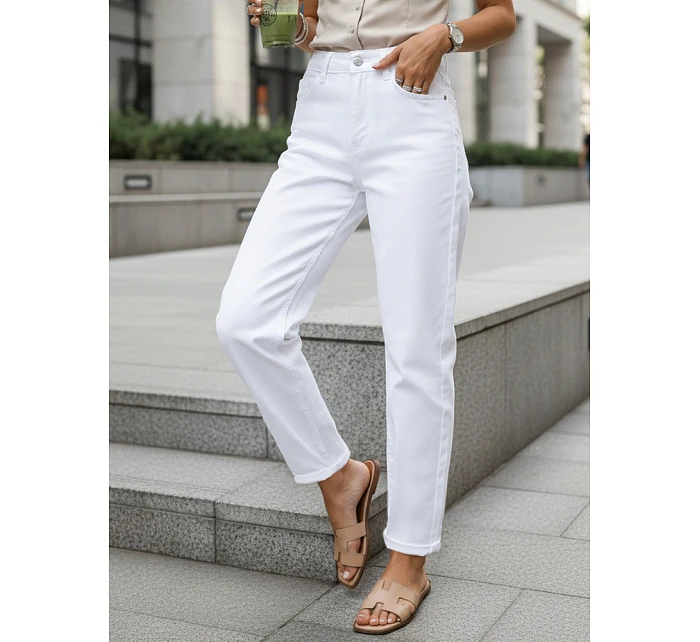 Jeansy damskie fit z wysokim stanem białe model 22102007 - FashionStreet