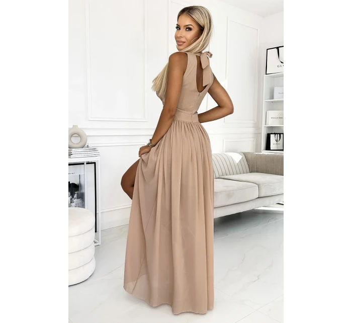 362-6 JUSTINE Dlouhé šaty s výstřihem a kosticemi - BEACH 362-6 JUSTINE Dlouhé šaty s výstřihem a kosticemi - BEACH