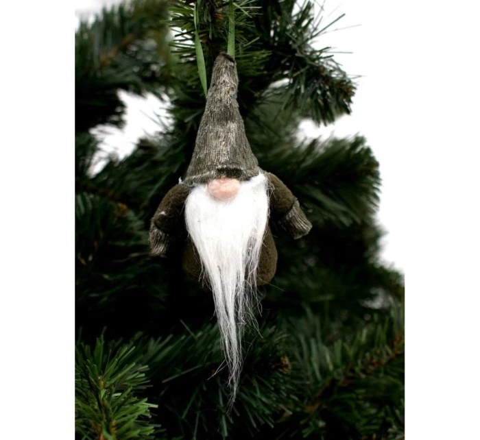 DEKORATIVNÍ PŘÍVĚSEK SANTA S ÚCHYTY 11CM ZELENÝ