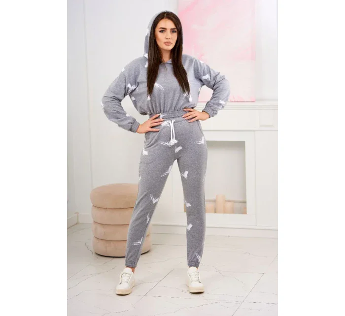 Sada s potiskem pistole šedá