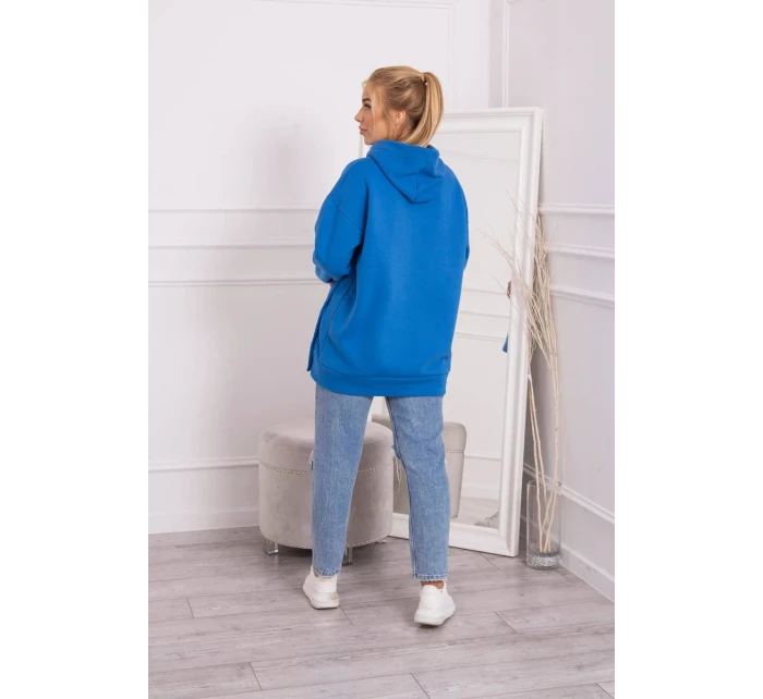 Zateplená mikina s chrpově modrými patentkami