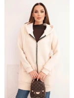 Dámská mikina s kapucí a model 21780819 béžová - K-Fashion Dámská mikina s kapucí a model 21780819 béžová - K-Fashion