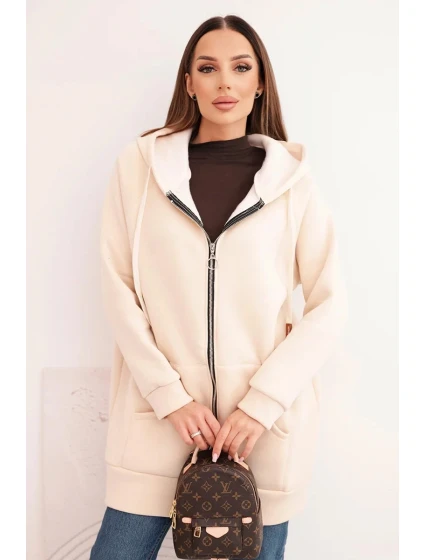 Dámská mikina s kapucí a model 21780819 béžová - K-Fashion Dámská mikina s kapucí a model 21780819 béžová - K-Fashion