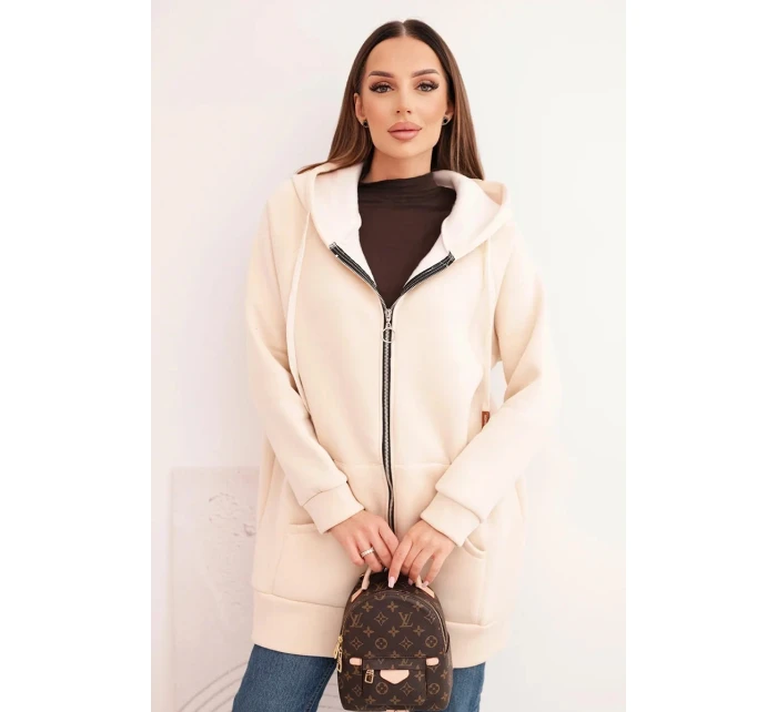 Dámská mikina s kapucí a model 21780819 béžová - K-Fashion Dámská mikina s kapucí a model 21780819 béžová - K-Fashion