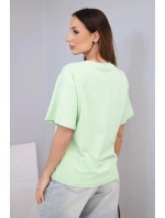 Dámská bavlněná basic halenka s krátkým rukávem jablková