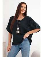 Dámská bavlněná oversize halenka s krátkým rukávem černá Dámská bavlněná oversize halenka s krátkým rukávem černá