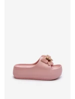 Dámské žabky s mašlí Růžové model 21652092 - Boto