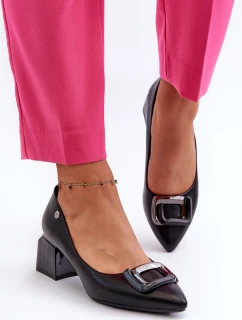 Lodičky Na Podpatku S S Ozdobou Z Černé model 21655391 - VINCEZA