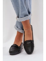 Ploché Kožené Mokasíny S Ozdobou model 21686042 Černé - S.Barski Ploché Kožené Mokasíny S Ozdobou model 21686042 Černé - S.Barski