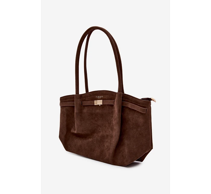 Shopper kabelka z eko semiše čokoládová Elleea