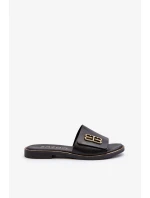 Zazoo Elegantní dámské kožené pantofle , černé Zazoo Elegantní dámské kožené pantofle , černé