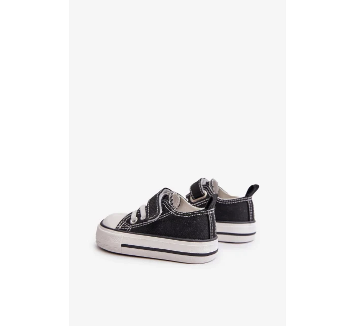 Dětské Plátěné Tenisky Na Suchý Zip Černé Daloma