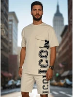 Pánský khaki komplet s potiskem Dstreet model 21988644 - FashionStreet Pánský khaki komplet s potiskem Dstreet model 21988644 - FashionStreet