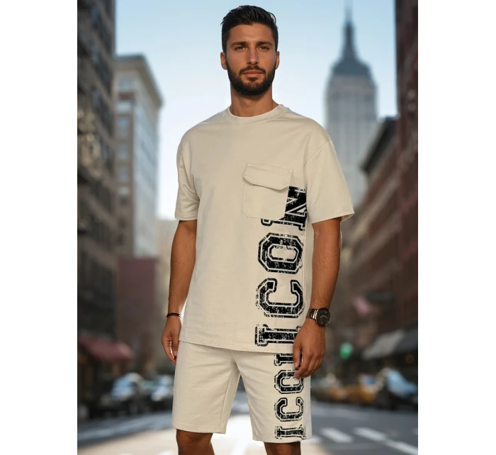 Pánský khaki komplet s potiskem Dstreet model 21988644 - FashionStreet Pánský khaki komplet s potiskem Dstreet model 21988644 - FashionStreet