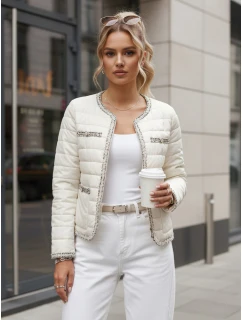 Dámská prošívaná přechodná bunda ecru FashionStreet TY5531