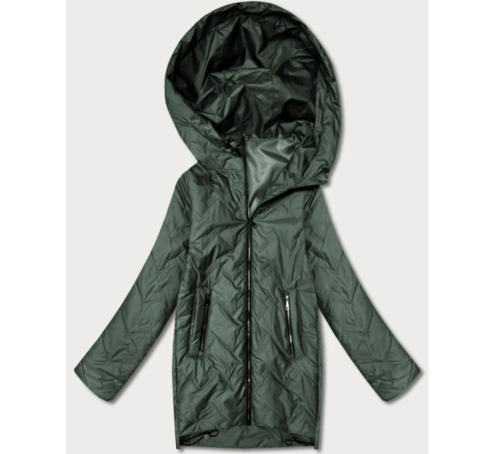 Lekka kurtka damska pikowana z kapturem Goodlookin khaki (B8588-11)
