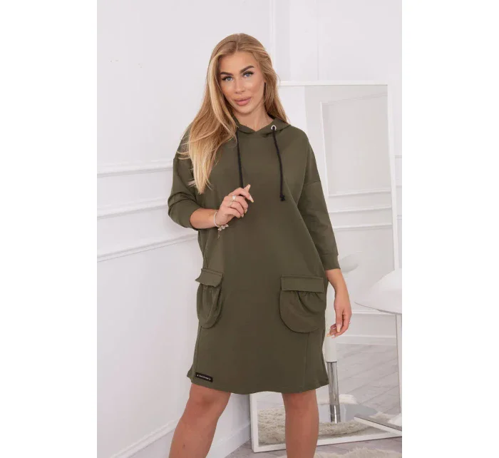 Kaki šaty s kapucí Kaki šaty s kapucí