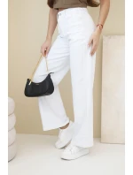 Dámské džíny s širokými nohavicemi a vysokým pasem bílé Dámské džíny s širokými nohavicemi a vysokým pasem bílé