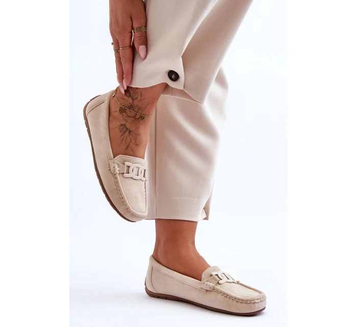 Dámské módní semišové mokasíny Bežové model 21625619 - Boto
