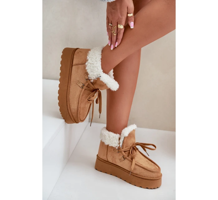 Dámské Sněhule Na Platformě S Kožíškem  Camel model 21678767 - Boto