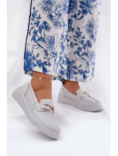 Dámské Kožené Mokasíny se Zlatým Detailem Jasnoszare Vinceza 88007