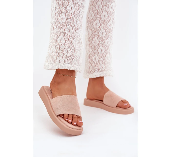 Dámské Pantofle Na Platformě Z Eko Semiše Špinavě Růžové Jorina Dámské Pantofle Na Platformě Z Eko Semiše Špinavě Růžové Jorina