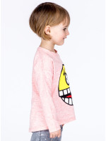Dětská bavlněná halenka s potiskem růžového emotikonu