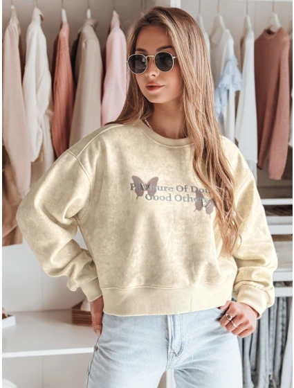 Dámská oversize mikina s kravatou v barvě  ecru Dstreet model 21988051 - FashionStreet