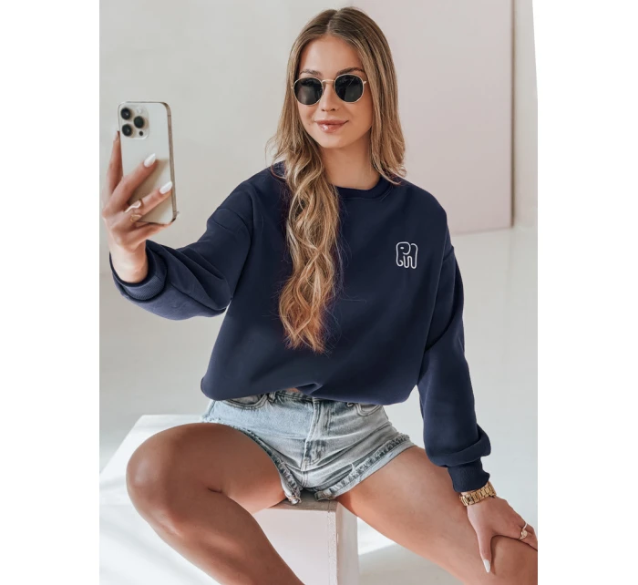 Dámská oversize mikina s výšivkou SOFTSLON navy blue FashionStreet BY1431
