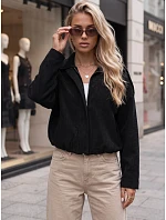 Dámská krátká černá kordurová bunda FashionStreet TY6021 Dámská krátká černá kordurová bunda FashionStreet TY6021