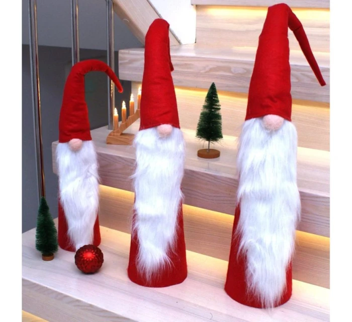 SADA ČERVENÝCH DEKORAČNÍCH MIKULÁŠŮ 60,70, 80CM dětské