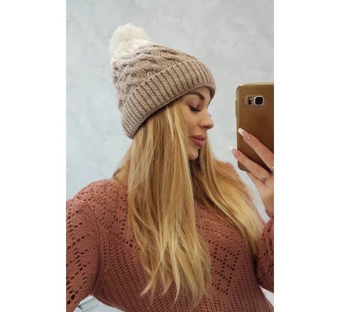 Fleecová čepice Ilona K218 beige+ecru Fleecová čepice Ilona K218 beige+ecru