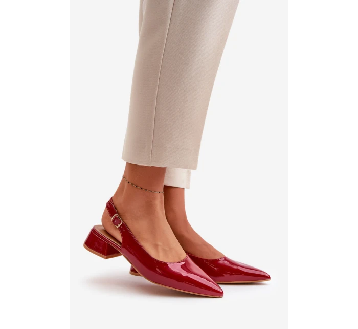 Lakované Baleríny Na Podpatku S  Bordové model 21670196 - Boto