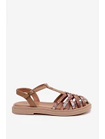 Kožené dámské sandály Ploché s Pásky Maciejka K7442-04 Béžové