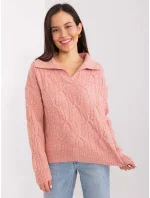 Sweter AT SW ciemny różowy model 19034293 - FPrice Sweter AT SW ciemny różowy model 19034293 - FPrice