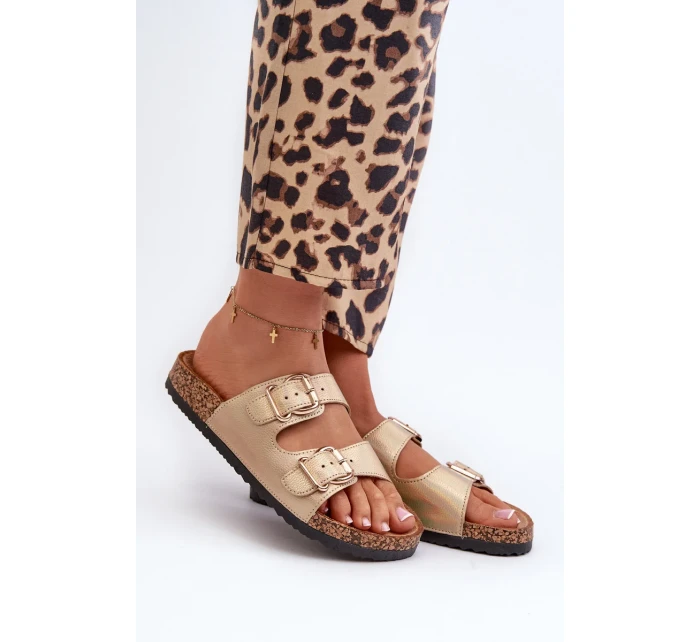 Dámské pantofle Fronila se zlatými přezkami Dámské pantofle Fronila se zlatými přezkami