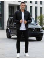 Pánská prošívaná bunda bomber černá TX2213 Pánská prošívaná bunda bomber černá TX2213