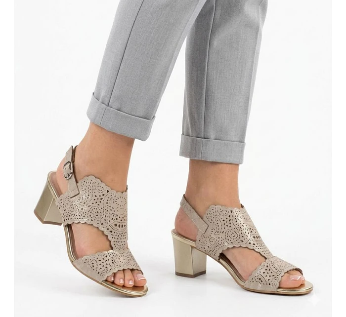 Dámské ažurové béžové sandály M.Daszynski model 22081605 - M. Daszyński