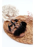 Dětské sandálky na suchý zip s kožíškem černé model 21663021 - Boto Dětské sandálky na suchý zip s kožíškem černé model 21663021 - Boto