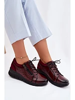 Kožené dámské polobotky na platformě model 22100874 bordó - VINCEZA