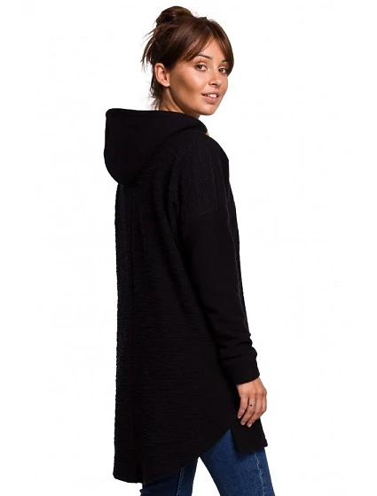 Pletený svetr se lemem černý model 15105684 - BeWear Pletený svetr se lemem černý model 15105684 - BeWear