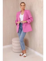 Sako s klopami elegantní model 20843831 tmavě růžová - Kesi Sako s klopami elegantní model 20843831 tmavě růžová - Kesi