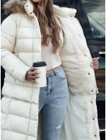 Dámská prošívaná zimní bunda s kapucí ecru model 21972173 - Dstreet