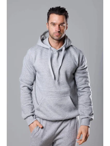 Světle šedá pánská mikina s kapucí (68B2009-2)