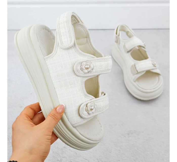 Dámské sandály na platformě krémové Potocki PY16337