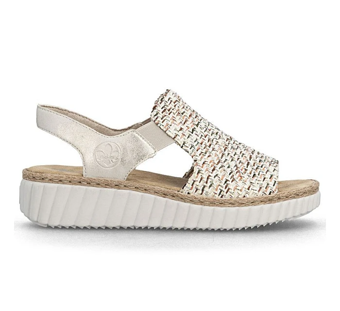 Sandały damskie na beżowe model 22087140 - Rieker Sandały damskie na beżowe model 22087140 - Rieker