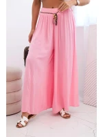 Dámské kalhoty z viskózy se širokými nohavicemi bonbónově růžová Dámské kalhoty z viskózy se širokými nohavicemi bonbónově růžová