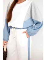 Dámská souprava máslo s volnou mikinou a kalhotami s širokou nohavicí model 21938024 - K-Fashion